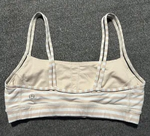 Lululemon Straight Up Bra Sz 6 Narrow Bold Stripe White Naked Light Support C/D thumbnail 2