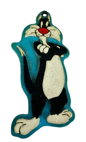 Vintage 1997 Warner Bros. Looney‎ Toons Sylvester Cat Rubber Key Chain thumbnail 1