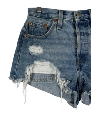 Levi's 501 High Waist Distressed Cut Off Jean Shorts Size 24 thumbnail 4