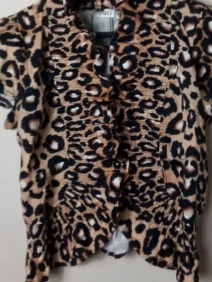 Cato S Mob Wife Black Gold Frilled Leopard Bolero Shrug Top thumbnail 2