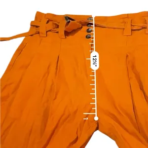 Eudon Choi Belted Wide Leg‎ Pants Bright Orange Linen Blend High Rise Women’s 2 thumbnail 14