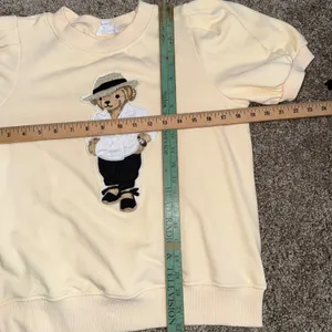 ANNIEWEAR Teddy Bear Puff Sleeve Sweatshirt Women S Yellow Excellent Graphic Tee thumbnail 2