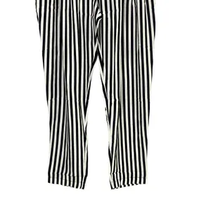 NWT Sans Souci Striped Lightweight Satin Feel Trouser Ankle Pant M Black White thumbnail 4
