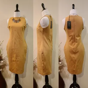 Shinestar Mustard Fitted Dress Large thumbnail 2