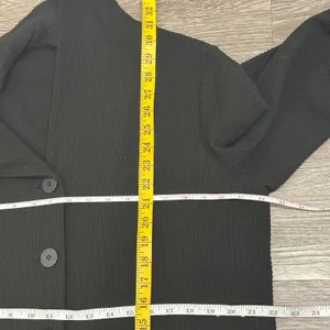 Eileen Fisher‎ Black Waffle Knit Shawl Collar Longline Cardigan Large Minimalism thumbnail 7