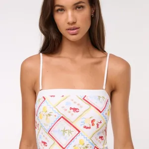 NWT Abercrombie & Fitch Marina Tile Print One Piece Swimsuit in White - XL thumbnail 2