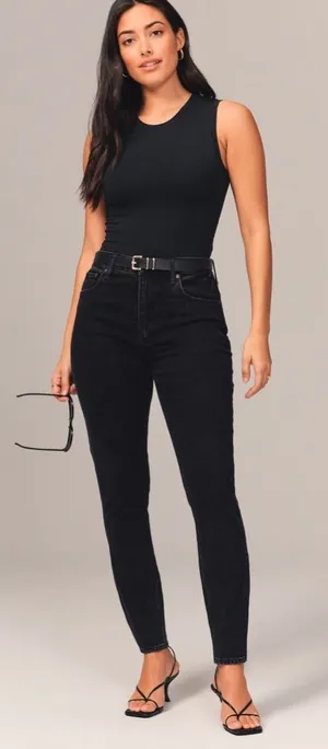 Abercrombie & Fitch Curve Love High Rise Skinny Jean in Black Size 16 (33) thumbnail 1