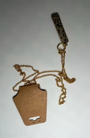 Gold Chain Necklace with Dalmation Print Bar Pendant thumbnail 1