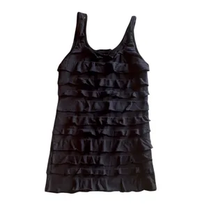 Love On A Hanger Tank Top Womens Black Layers Ruffled Flowy Chic Size L‎ XL thumbnail 2