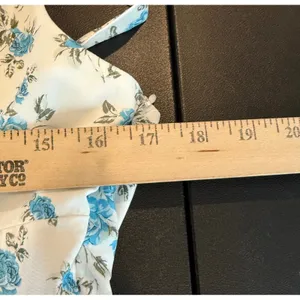 Scarlet Darkness Womens L White Blue Floral Milkmaid Dress Fairy Cottagecore‎ thumbnail 7