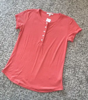 NWT Coral Henley Tee Shirt Top thumbnail 1