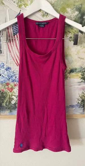 Ralph Lauren Y2K Vintage Pima Cotton Ribbed Cami Tank Top Small thumbnail 1