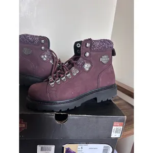 Harley-Davidson Akers Burgundy Leather Hiking‎ Boots D84550 Womens Size 5 Boxed thumbnail 3