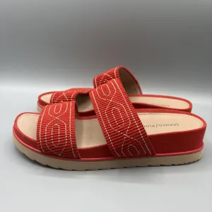 Donald Pliner Cait Sandals Size 9 Red Wedge Slides Summer Tomato Girl Mules thumbnail 5