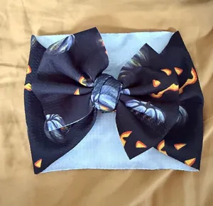 Little Bum Bums Halloween Blue Pumpkin Bow Headband thumbnail 1