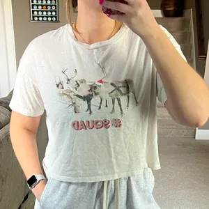 Reindeer Graphic Crop Top Oversized thumbnail 1