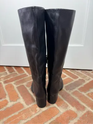 Nordstrom Helia Black Leather Tall Boot Size 7 fall autumn classic READ thumbnail 4
