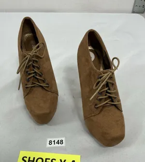Womans Excellent Condition Delicacy Clear Lace Up Platform Shoes 6 Brown thumbnail 1