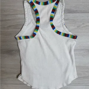 Free People We The Free Women's‎ Cream Tank Top with Multicolor Trim thumbnail 2