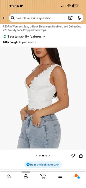 Amazon Double Lined Lace Cropped Tank Top thumbnail 2