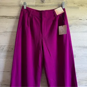 NWT Happily Grey Wide Leg Trouser Pants Full Length High Waisted Front Slit XS‎ thumbnail 6