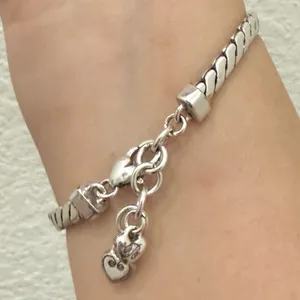 Retired BRIGHTON Triple Heart Silverplated With Gold Heart ID 8” Bracelet 29g. thumbnail 6