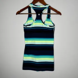 Lululemon cool racerback Navy, yellow‎ white size 4 thumbnail 6