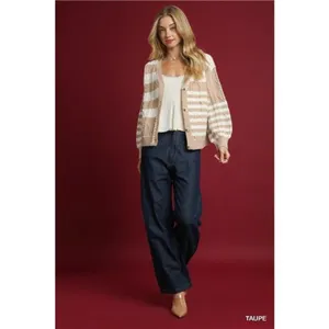 Umgee Cable-Knit Stripe Button-Up Cardigan‎ thumbnail 5