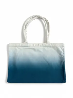Athleta Double Handle Ombre Canvas Tote Bag Blue and White NWOT‎ thumbnail 2
