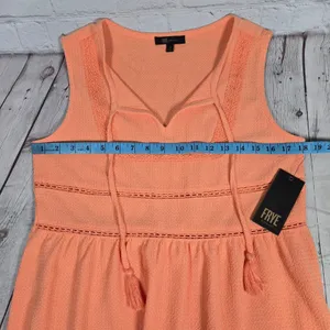 FRYE Cadmium Orange Textured Peplum‎ Tassel Tie Neck Tank Top Shirt Women's M thumbnail 9