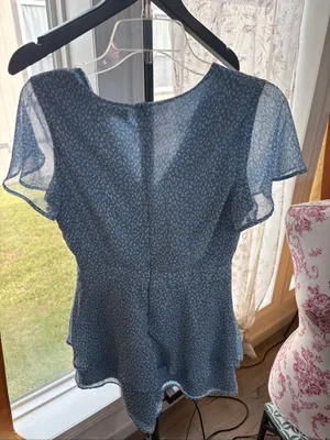 Altar’d State the Sherrie Romper Animal Printed‎ Blue Flutter-Sleeve SZ S thumbnail 2