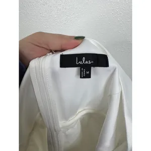 Lulu's Regal Cutie White Satin Square Neck Bubble Hem Mini Dress‎ Size Medium thumbnail 4