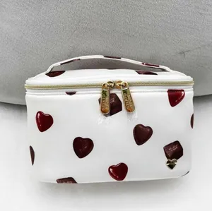 Japanese White Brown Chocolate Mini Travel Makeup Organizer Bucket Bag thumbnail 1