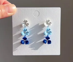 Flower Dangle Drop Earrings for Women Blue thumbnail 3