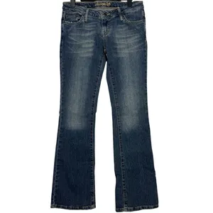 American Eagle Skinny Flare Bootcut Low Rise Full Length Jeans Stretch 4 Blue thumbnail 12