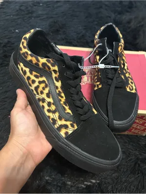 VANS old skool black suede animal print lace up shoes sneakers women’s 9 new thumbnail 1