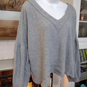 Altar’d State gray Waffle Knit Sweater thumbnail 2