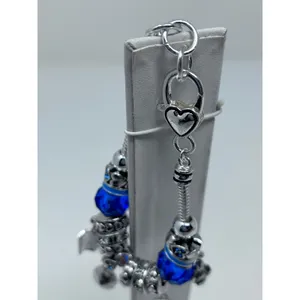 Teacher Charm Bracelet Blue Apple #1 Teacher Book ABC Heart Spacers 8"‎ Long thumbnail 2