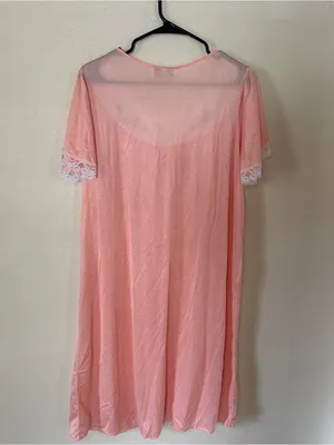 Vintage Peach Floral Embroidered Lace Nightgown thumbnail 3