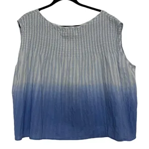 We The Free Free People Blue Ombré Chambray Combo Sleevless Top Size Medium thumbnail 4