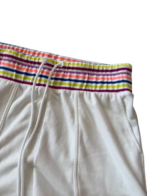 LOU & GREY White Terry Rainbow Waistband Shorts Size XL thumbnail 3