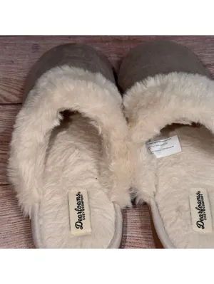 Dearfoams Cozy Comfort Faux Fur Slippers Women’s Large US 9-10 Metallic Beige thumbnail 5