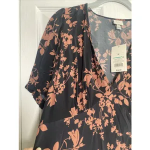 A New Day Womens Medium Black Brown Floral Maxi Dress Dark Cottage Babydoll V‎ thumbnail 3