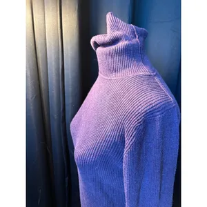 Purple Ribbed Knit Turtleneck Sweater Long Sleeve‎ Form Fitting Pullover Top Size 6 thumbnail 3