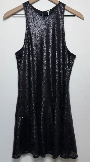 Free People Women Party Dress‎ Black Sequin Backless High Neck Mini Sparkly Glam thumbnail 1