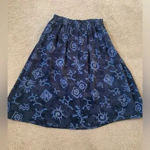 VTG Boho Hippie Funky Festival Maxi Skirt Navy Blue Size S thumbnail 1