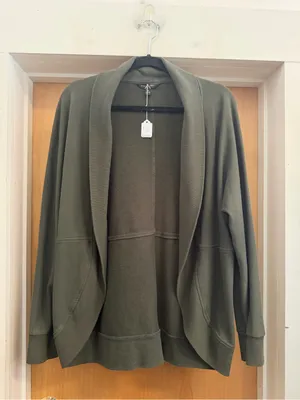 Banana Republic Women’s Olive Green Cotton Blend Open Front Cardigan Size Medium thumbnail 2