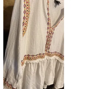 Topshop Ivory Embroidered Boho Peasant Blouse Babydoll Fringe Top US 12 thumbnail 8