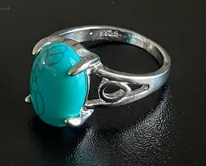 Turquoise stone S925 silver statement ring size 8 thumbnail 3