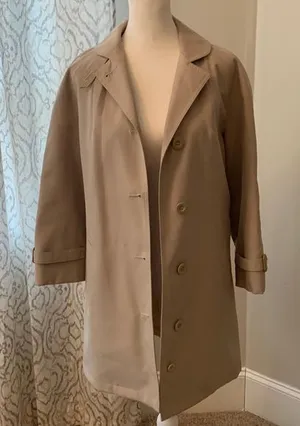 Elegant Beige Trench Coat Tan Size 6P thumbnail 1